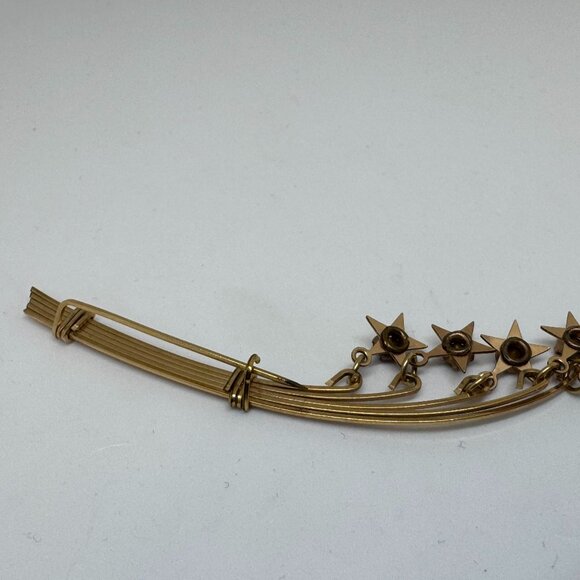 Opulent Vintage 10K Gold Multicolor Rhinestone Dangle Pin - Picture 3 of 4